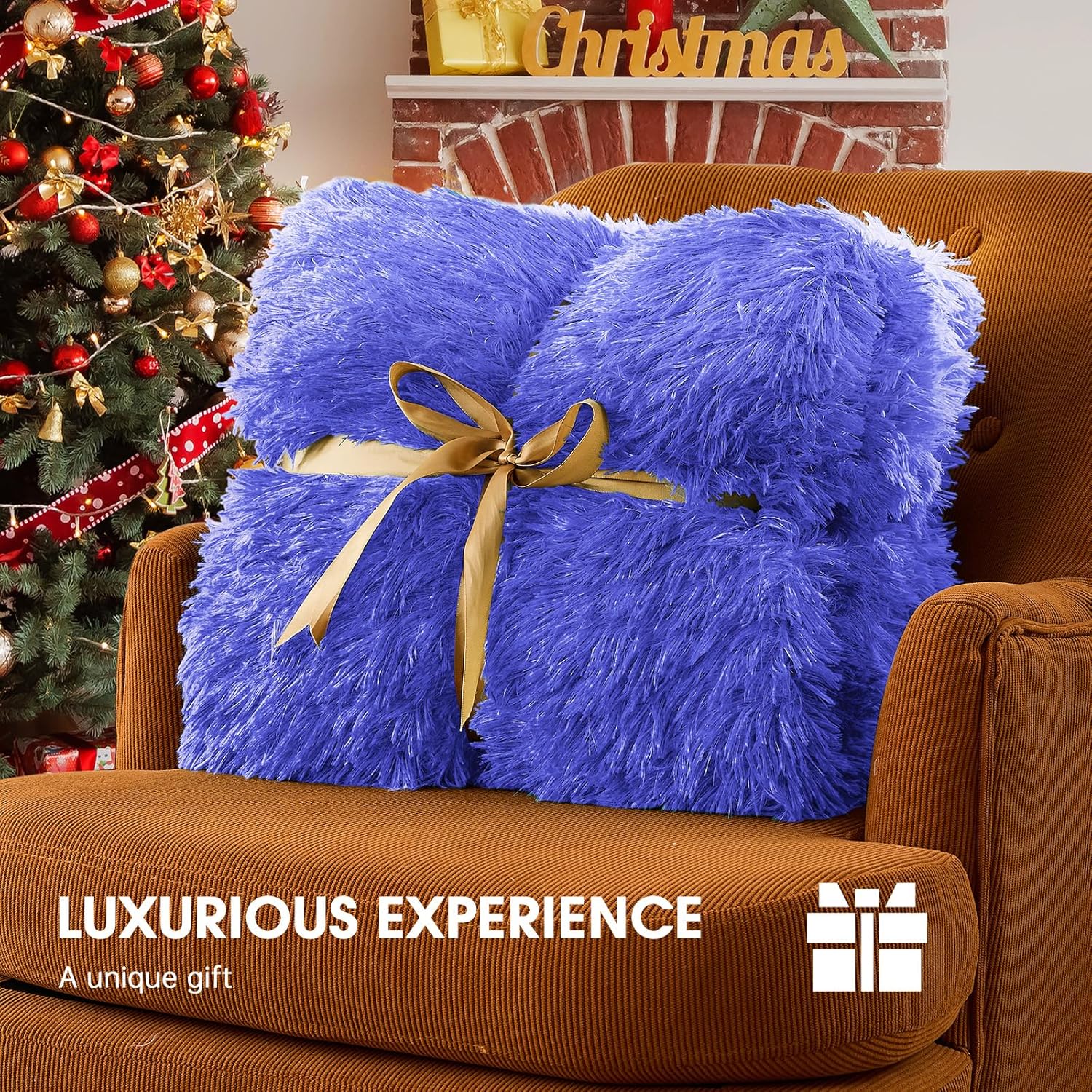 Heated Electric Blanket Twin–Faux Fur with Soft Thick Sherpa,Warm Winter Birthday Gifts for Women Grandma，10 Heat Settings,5 Time Settings with Fast Heating, 62x84, Glacier Blue
