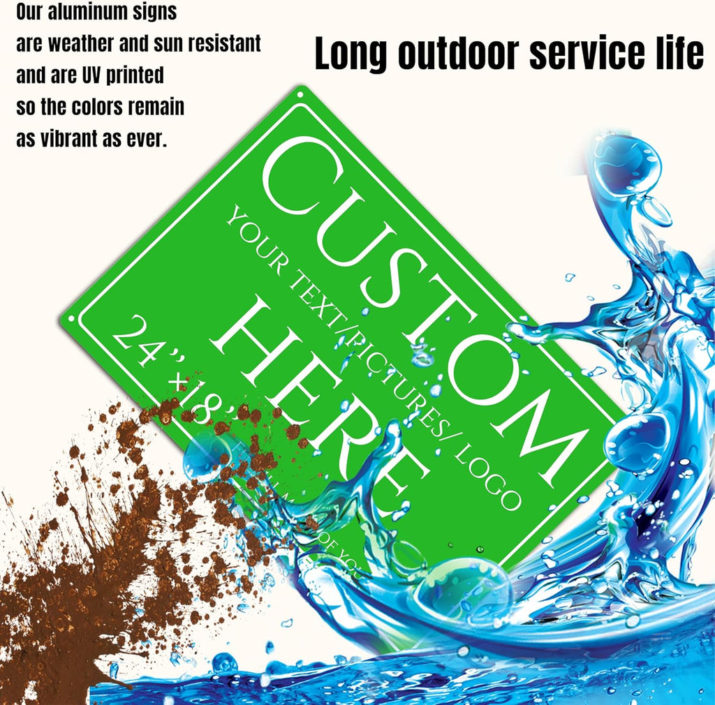 Custom Sign, personalized metal sign，Aluminum Weatherproof Metal Sign Multiple Sizes, Large, 24 * 18, reflective,Business, Workplace, office, Home, Delivery Signs(24 * 18 Inch)