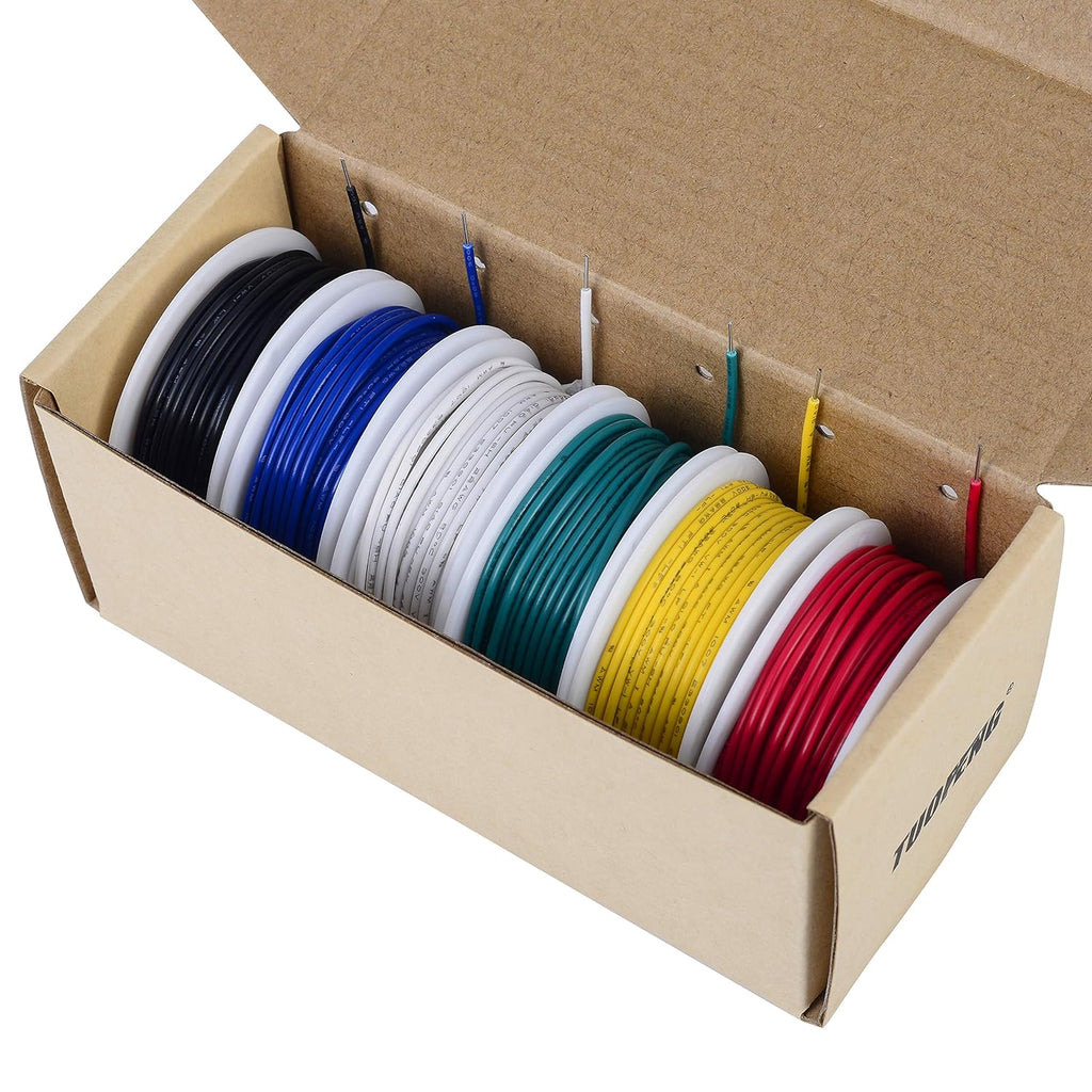 16 Gauge Solid Copper Wire -6 Different Colored Solid Core Jumper Wire 13.2ft or 4.m Each, 16 awg Hookup Wire Solid Core(OD: 2.3mm)