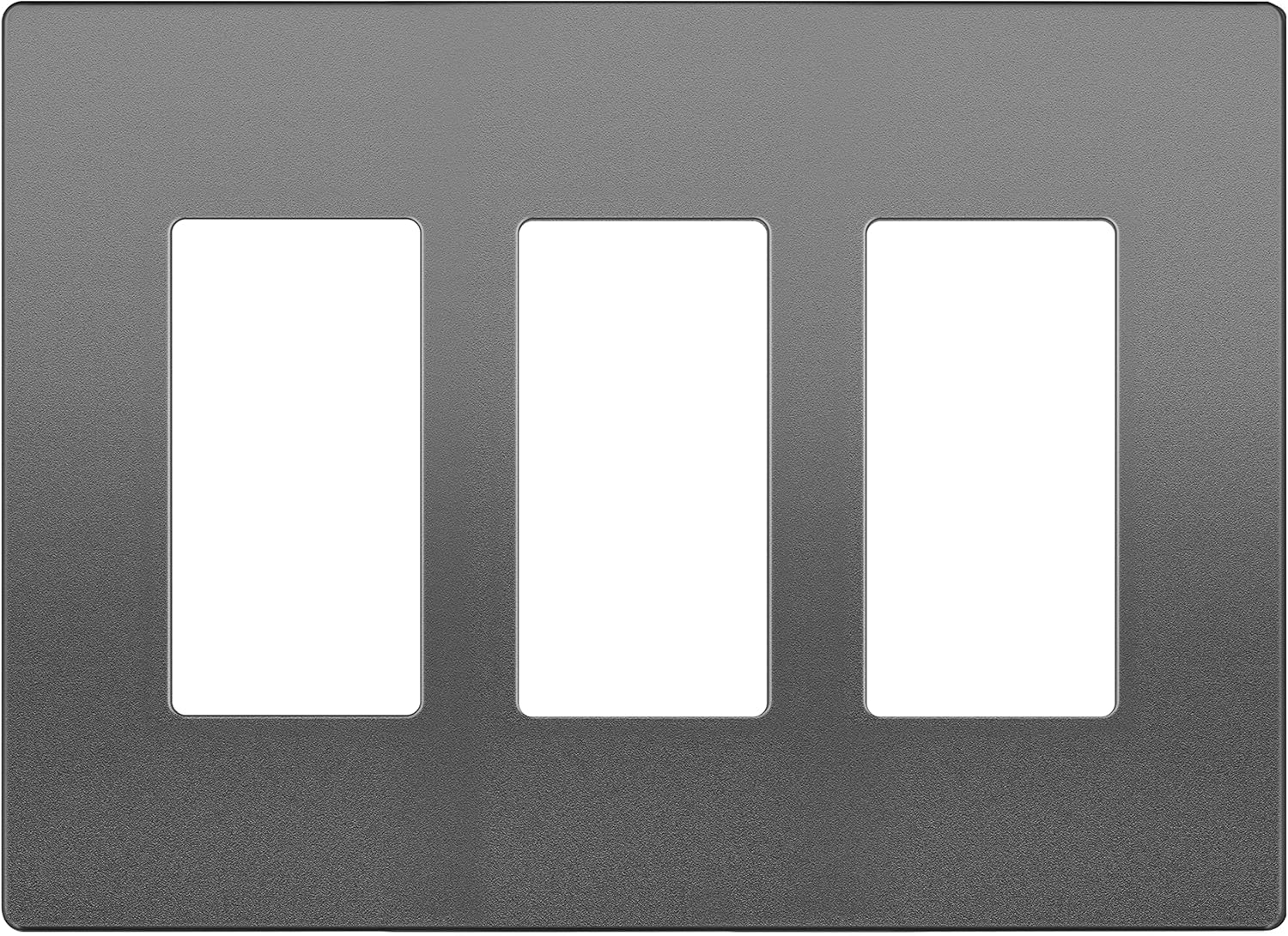 LIDER Matte Finish Decorator Switch Cover, Screwless Wall Plate, Mid-Size 3-Gang 4.88" x 6.77", Unbreakable Polycarbonate Thermoplastic, UL Listed, LSWP-33M-SG, Space Gray