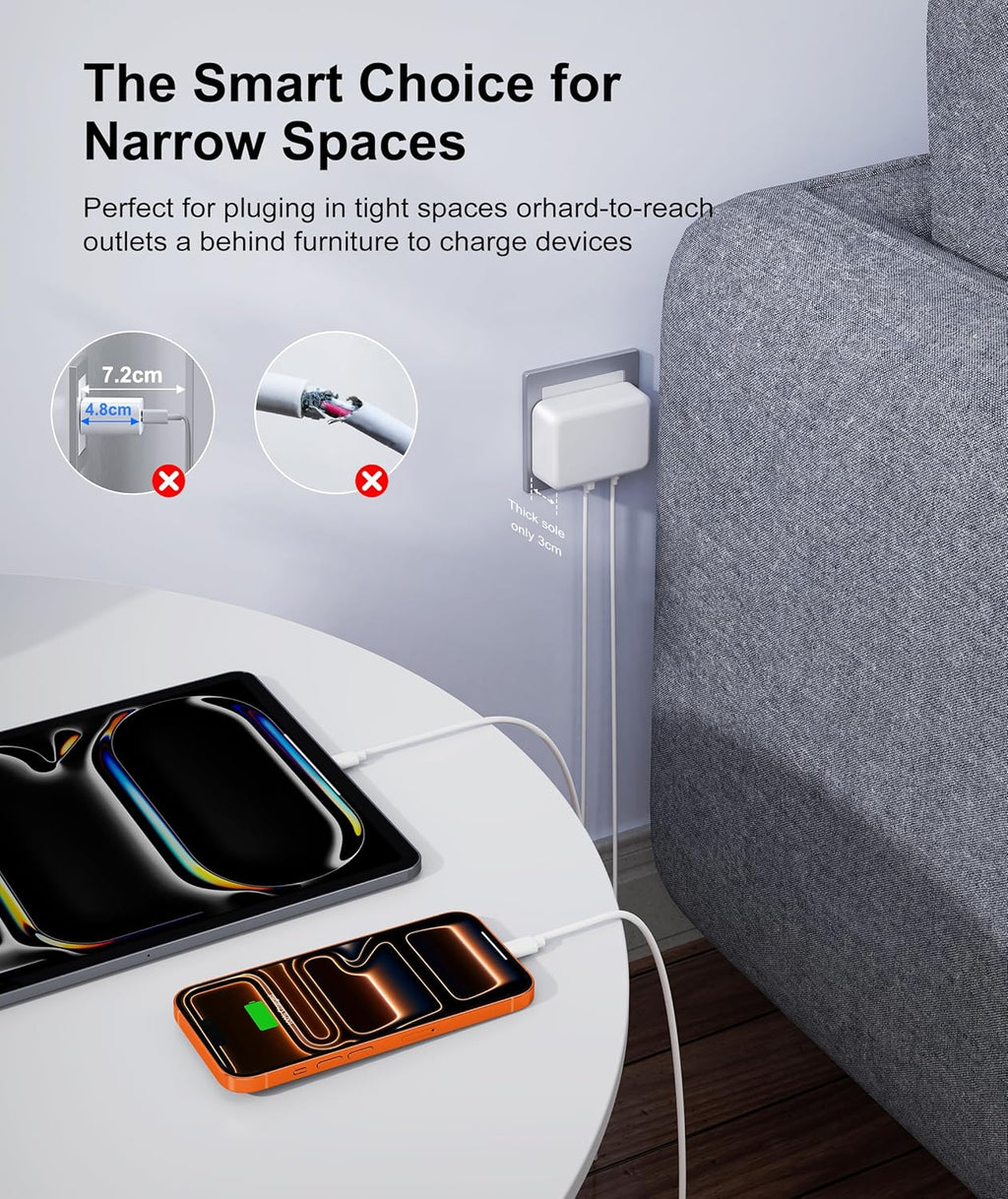 Fast Charger Block, GaN 6 Port USB C Charging Station Hub Cube, 100W Multiport Type C Wall Charger Power Strip Plug with PD 3.0+QC for iPhone13 14 15 16 17 Pro Max XR XS 8 7, Samsung, iPad, Table
