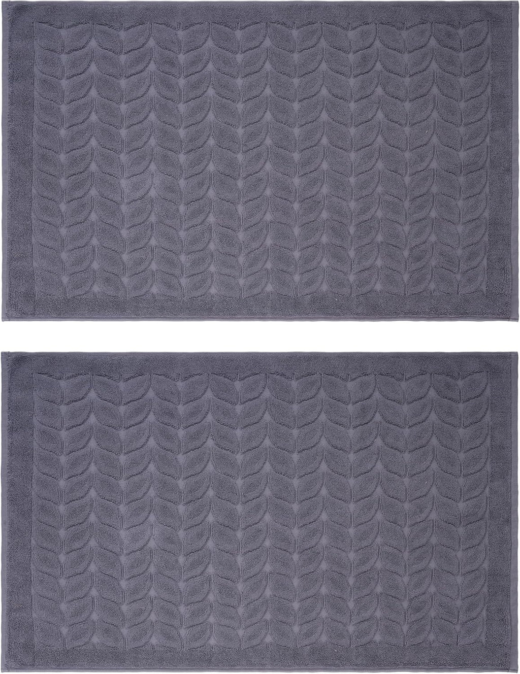 BAGNO MILANO Turkish Bath Towels, Soft Plush Jacquard Luxury Bath Towels, Quick Dry Towel Set (Charcoal, 2 Pcs Bathmat Set)