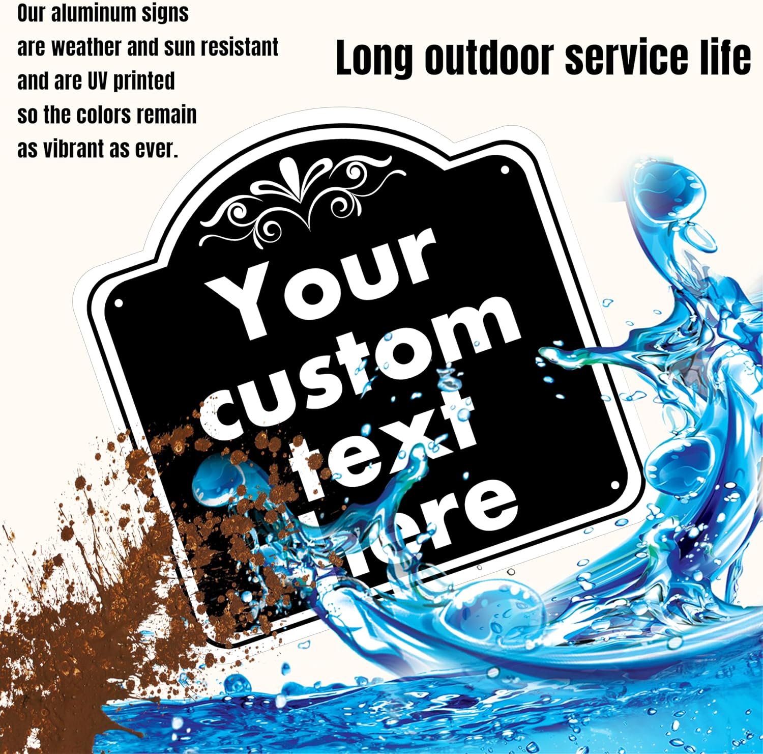 Custom Sign, Custom Indoor/Outdoor Decorative Sign，Aluminum Weatherproof Metal Sign Multiple Sizes, Customize for Office, Business, Workplace, office, Home, Delivery Signs, 8*8 Inch, Black