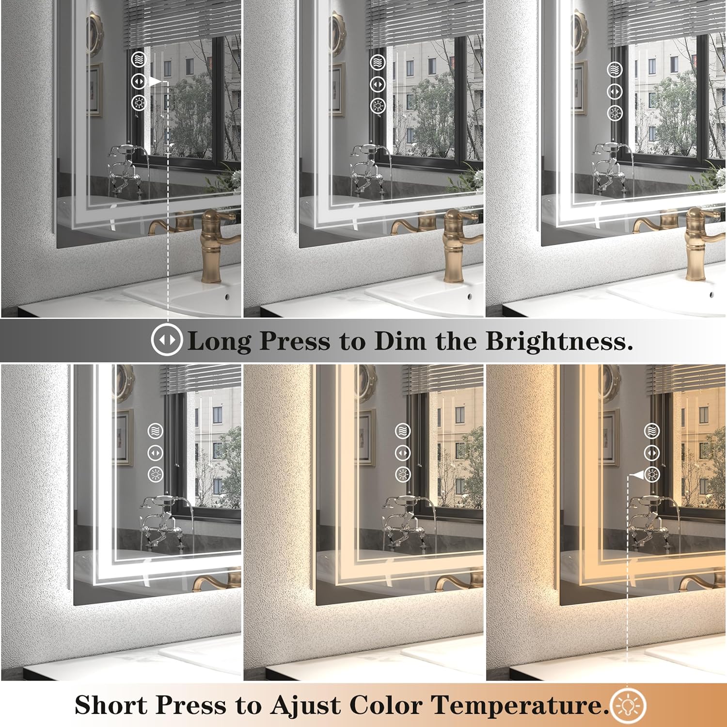 72x36 Large LED Mirror for Wall, Lighted Bathroom Vanity Mirror with Lights, Anti-Fog, Dimmable, Shatterproof, Memory, ETL Listed (Backlit + Front Lighted)
