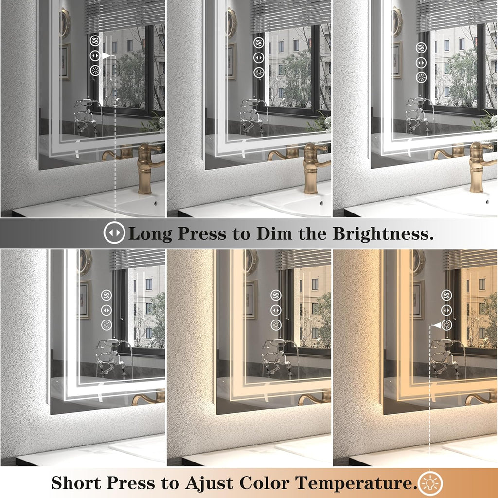 40x24 LED Bathroom Mirror with Lights, LED Dimmable Vanity Mirror for Wall, Backlit and Front Lighted Mirror, Anti-Fog, Shatte-rpoof (Horizontal/Vertical)