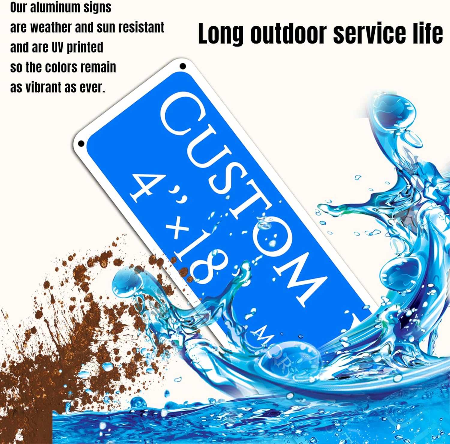 Custom Sign, Custom Indoor/Outdoor Decorative Sign，Aluminum Weatherproof Metal Sign Multiple Sizes,Doorplate, directional,Business, Workplace, office, Home, Delivery Signs(4 * 18 Inch)