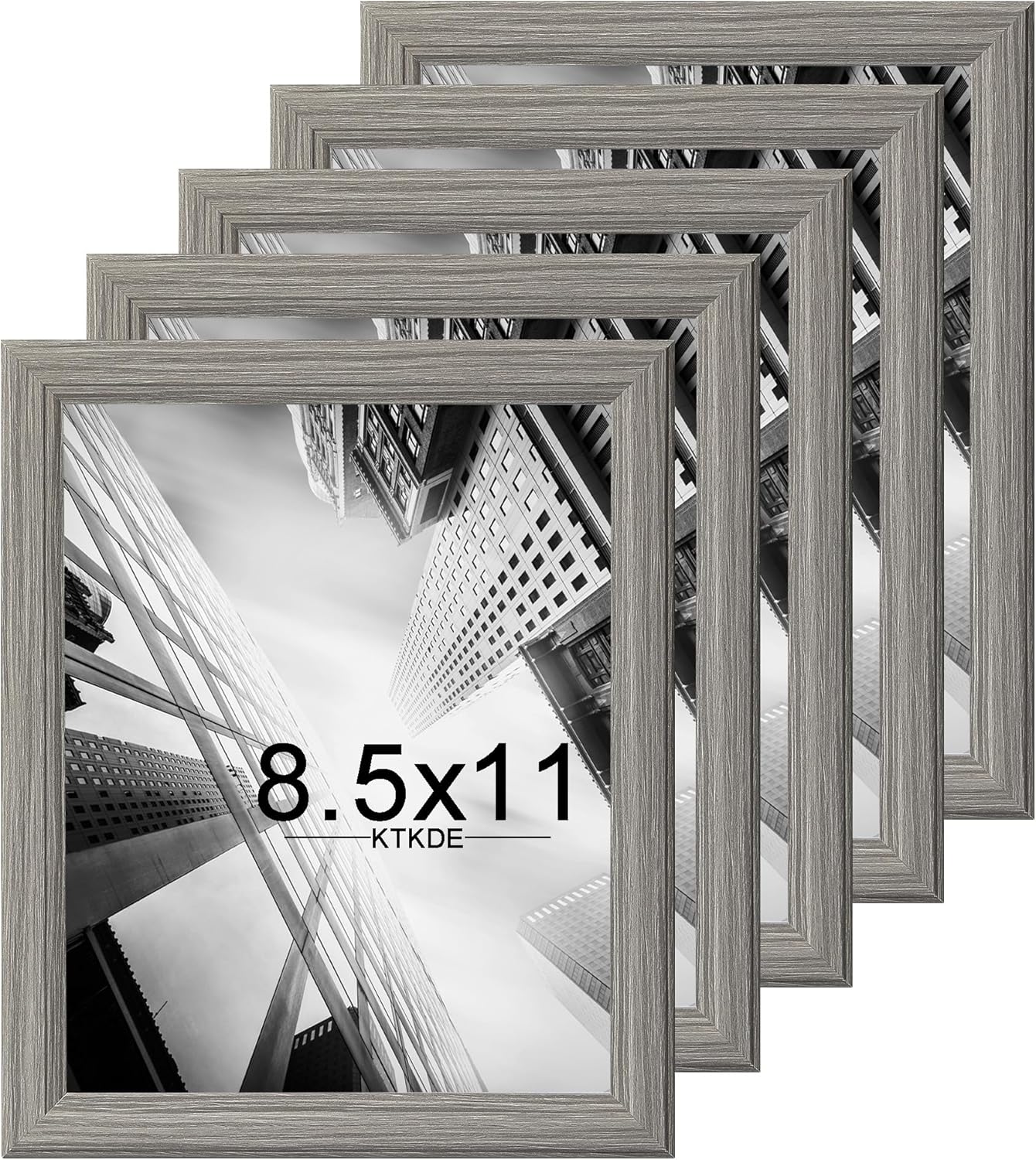 KTKDE 8.5x11 Picture Frame Set of 5,Certificate Frame Gray with Clear Plexiglass, 8.5 by 11 Picture Diploma Document Degree Frames for Wall and Tabletop,best gift
