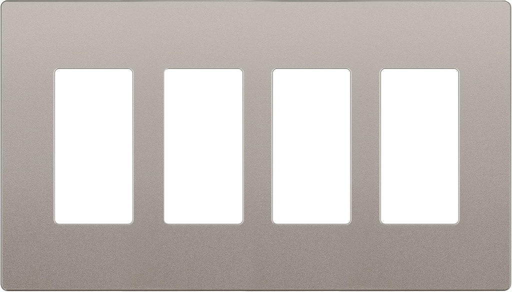 LIDER Matte Finish Decorator Switch Cover, Screwless Wall Plate, Mid-Size 4-Gang 4.88" x 8.58", Unbreakable Polycarbonate Thermoplastic, UL Listed, LSWP-34M-NK, Nickel