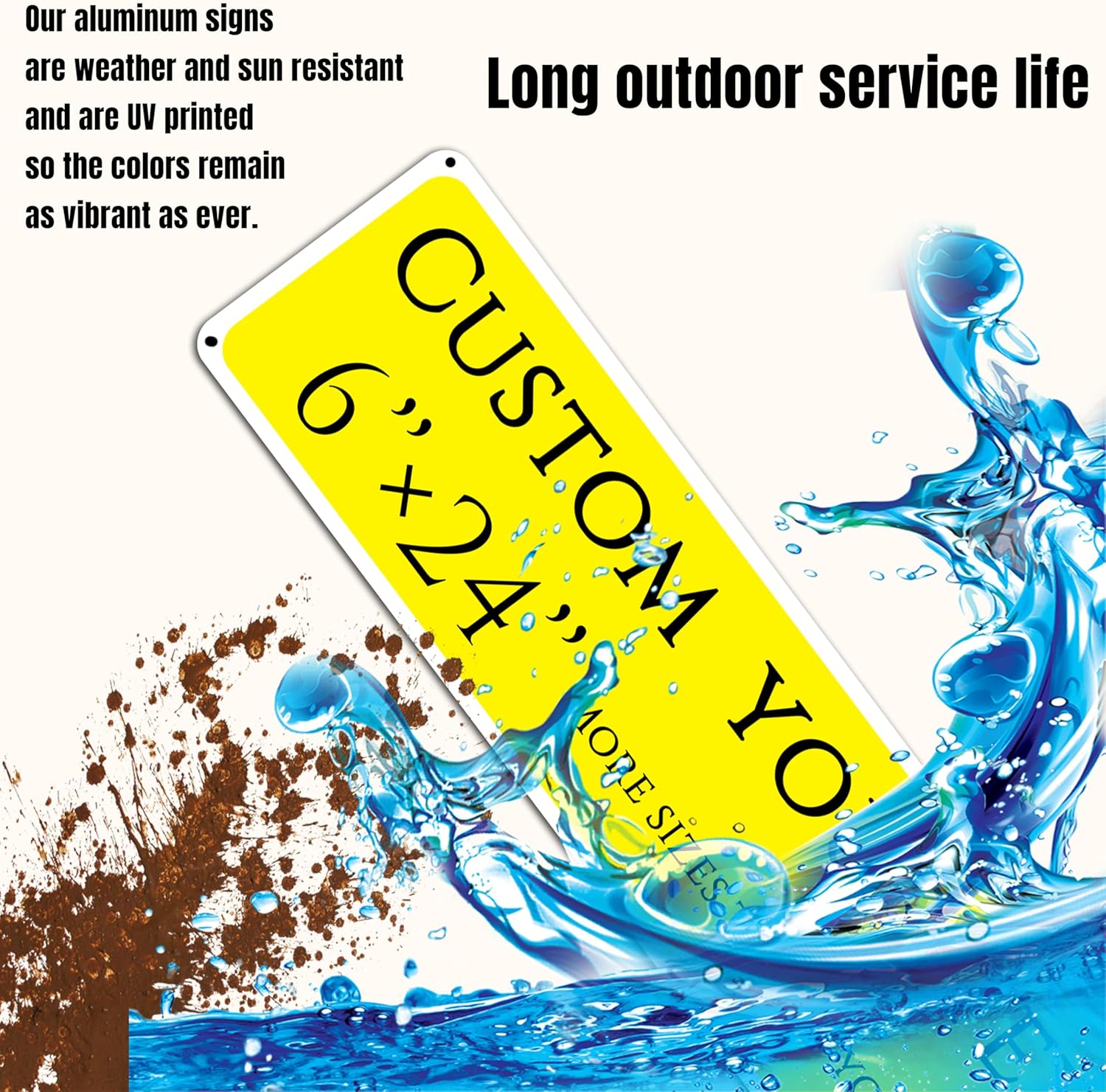 Custom Signs Outdoor Metal, Personalized Street Sign,Aluminum Weatherproof Metal Sign Multiple Sizes, doorplate, guide sign, night visibility, Business, Workplace, Home, Delivery Signs(6 * 24 Inch)