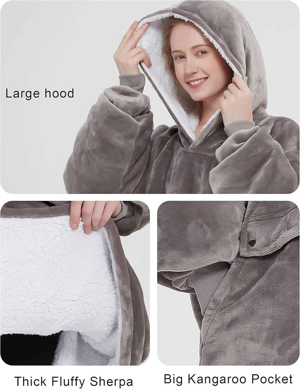 KFUBUO Heated Electric Wearable Blanket Throw Battery Operated Portable USB Cordless Outdoor Hoodie Sweatshirt