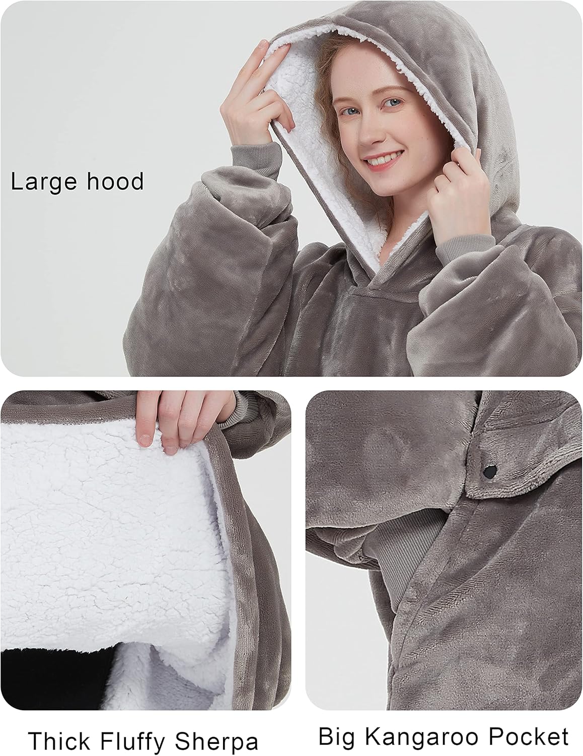 KFUBUO Heated Electric Wearable Blanket Throw Battery Operated Portable USB Cordless Outdoor Hoodie Sweatshirt