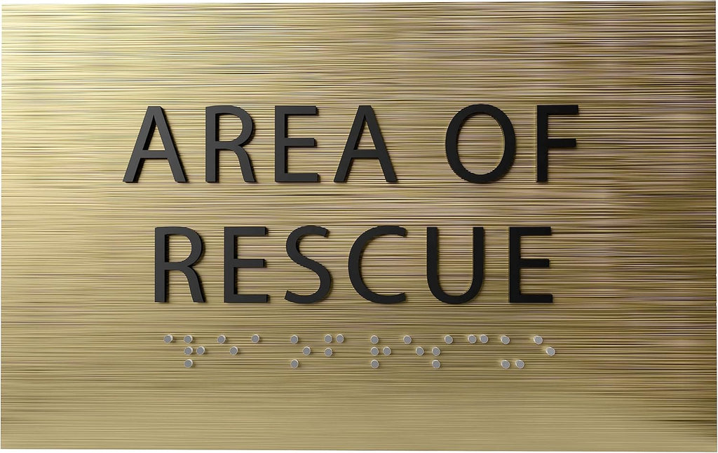 6" X4" Area of Rescue Sign - ADA Compliant Tactile Graphics Grade 2 Braille Text Wall Sign | Emergency Assistance, Refuge Place Sign for Schools, Offices, Apartments & Restaurants