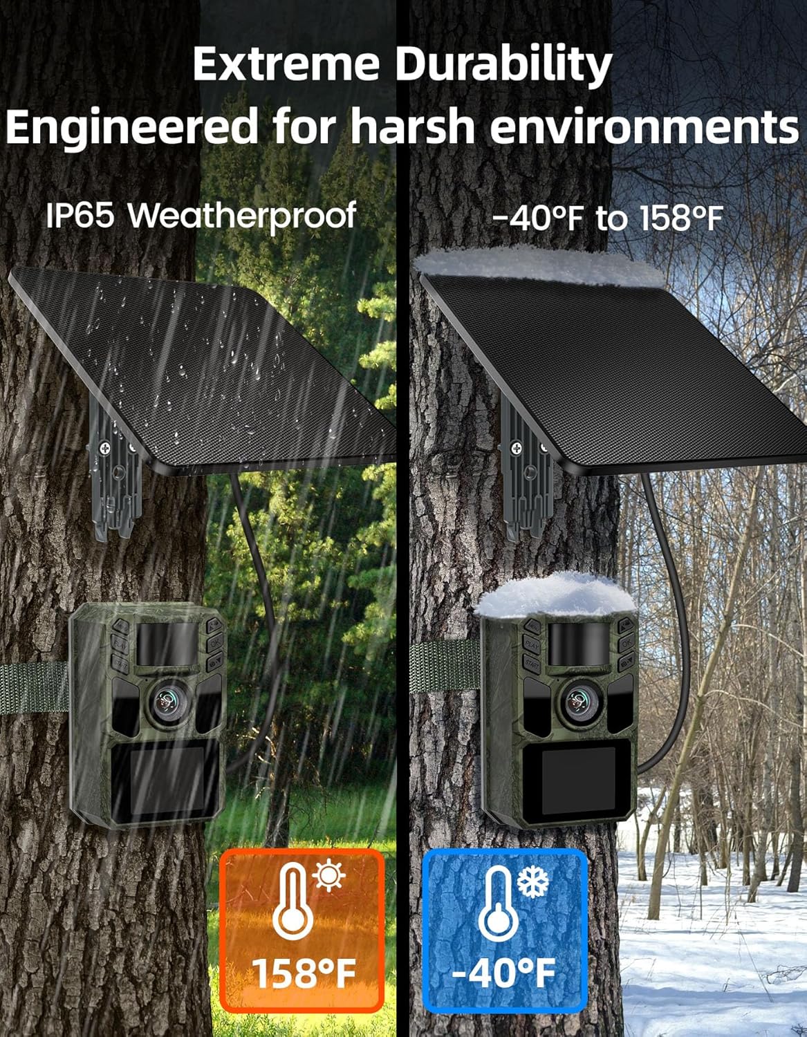 KJK 6W Solar Panel for Ring Camera, Trail Camera Solar Panel Charger with 5000mAh Battery for Game Camera and Security Camera,IP65 Waterproof, 360°Adjustable Bracket, Hunting Essentials