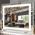 FENNIO Vanity Mirror with Lights，20"x23" Lighted Makeup Mirror, Large Makeup Mirror with Lights, Touch Sensor with Dimmable 3 Modes， Square White