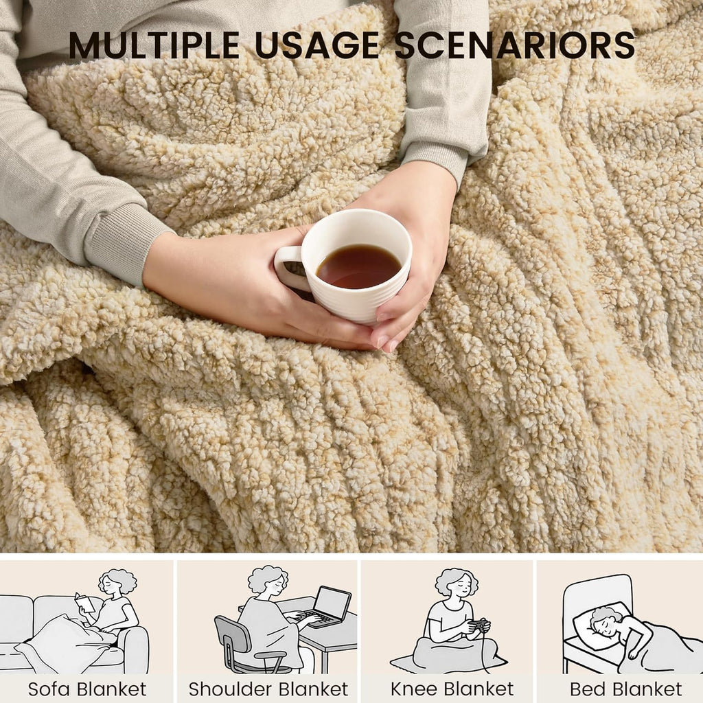 Heated Blanket Electric Blanket Twin - Fast Heating Blanket Throw Double Sided Sherpa Ultra Soft Cozy with 10 Heating Levels & 2-10 Hours Auto Off, Mashine Washable, 62 x 84 Inches, Camel