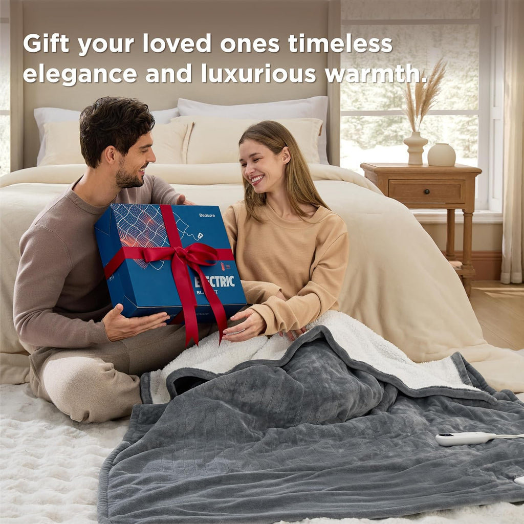 Bedsure Electric Blanket Twin - Soft Flannel Heated Blanket, Fast Heating with 10 Time Settings & 6 Heat Settings, for Grandma, Women, Men (62x84 inches, Red)