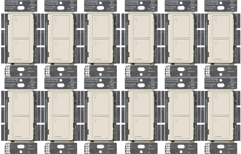 Lutron Caseta Original Smart Light Switch (Lutron Smart Hub Required), for Home, LED Lights, and Fans, 6 Amp, Single-Pole/3-Way, Neutral Required, PD-6ANS-LA, Almond, 12 Pack