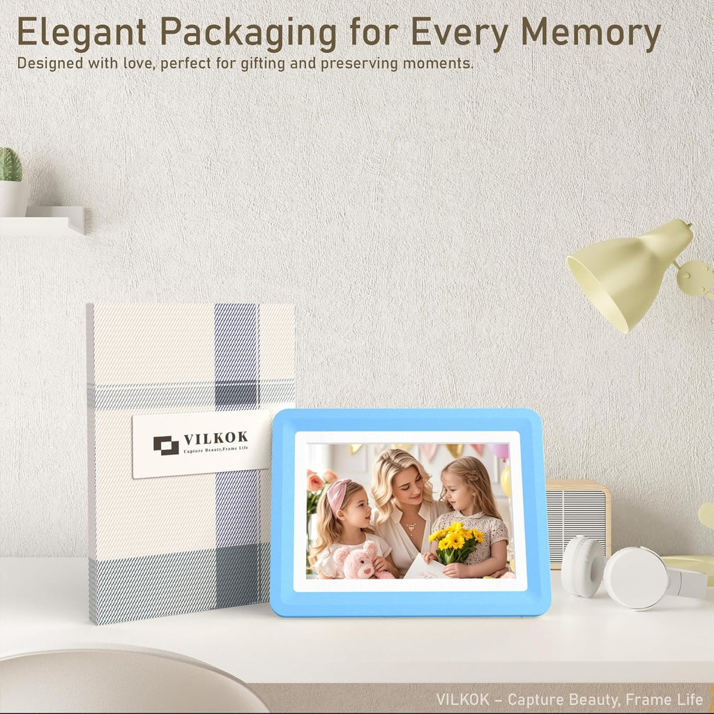 Blue 5x7 Picture Frame with Acrylic Front 1 Pack, ABS Frame for 5x7 or 4x6 Photos, Shatterproof UV-Resistant Tabletop Photo Frame, Vertical/Horizontal Display for Home Décor