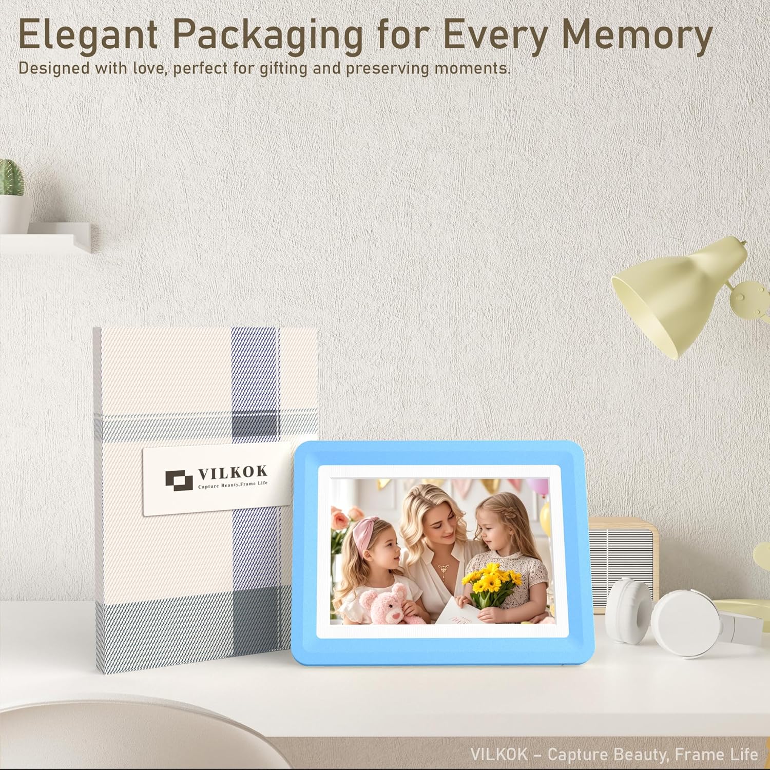 Blue 5x7 Picture Frame with Acrylic Front 1 Pack, ABS Frame for 5x7 or 4x6 Photos, Shatterproof UV-Resistant Tabletop Photo Frame, Vertical/Horizontal Display for Home Décor