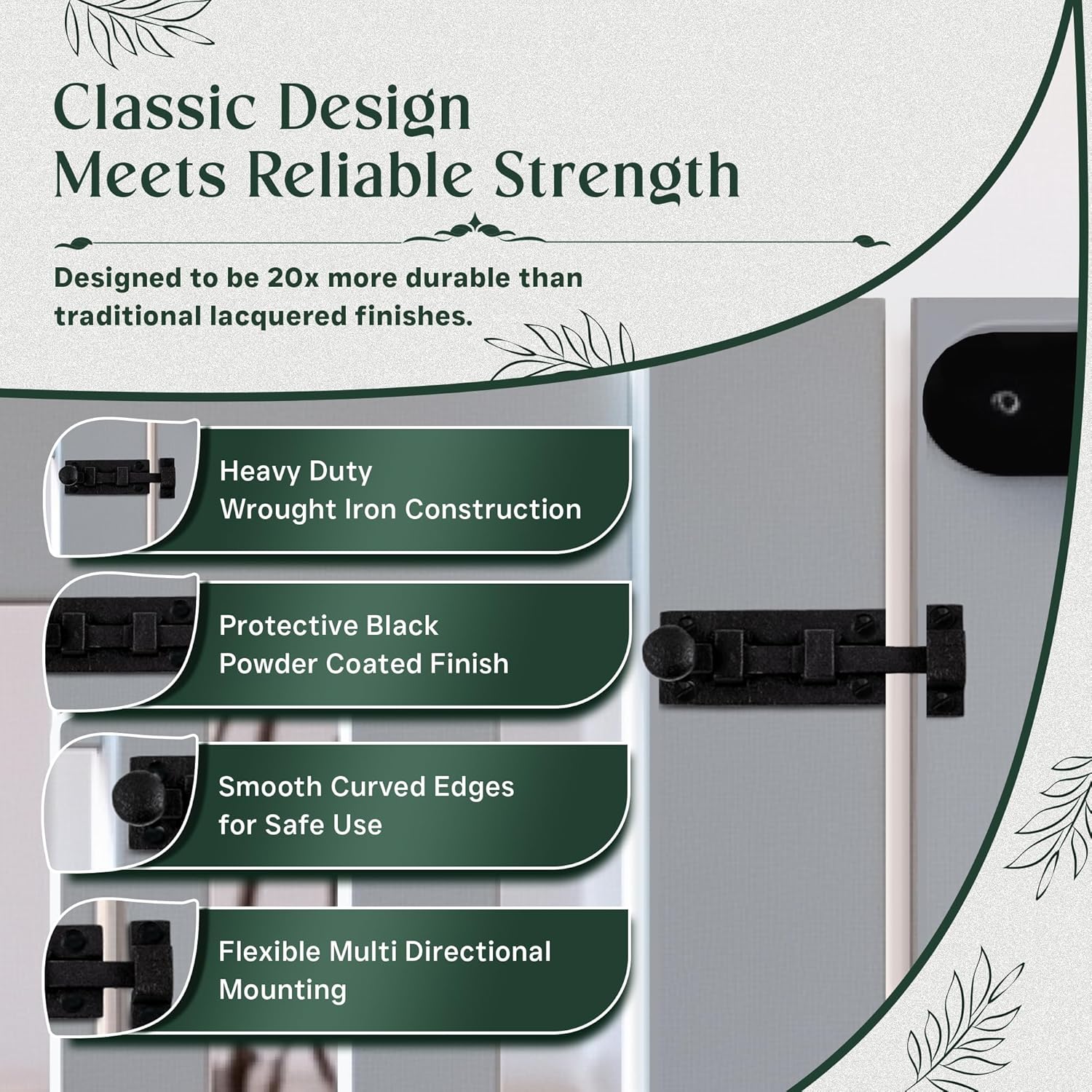 Renovators Supply Manufacturing Slide Bolt Latch 3.5 in. Black Wrought Iron Ball Tip Style Slide Bolt with Mounting Hardware
