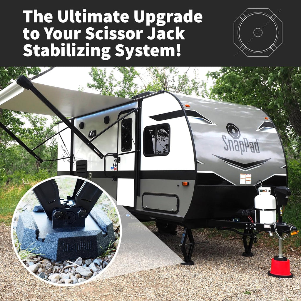 SnapPad SnapJack™ SJ (Pack of 2) | Two-Point Trailer Jack Stands Featuring 5.5" Metal Foot | Adds 61% Additional Surface Area, 3.79 lbs. Per Pad & 7.25" Total Width | Must-Have RV Accessories