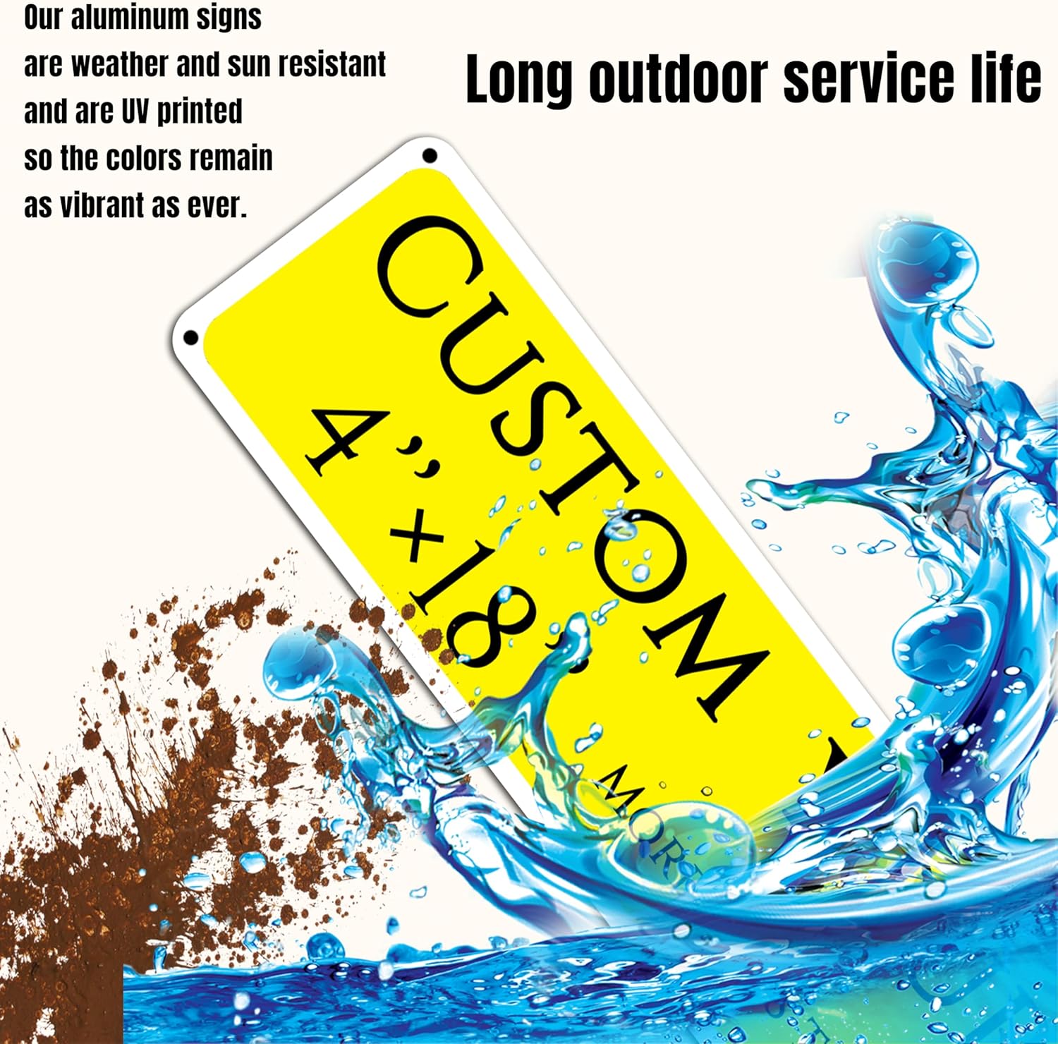 Custom Sign, Custom Indoor/Outdoor Decorative Sign，Double-sided，Aluminum Weatherproof Metal Sign Multiple Sizes, Customize for Parking, Business, Workplace, office, Home, Delivery Signs(4 * 18 Inch)