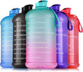 Hydration Nation 1 Gallon Water Bottle with Times to Drink - Motivational Time Reader Leak-Proof Jug with Flip Cap & Strap - 128oz Sports Bottle