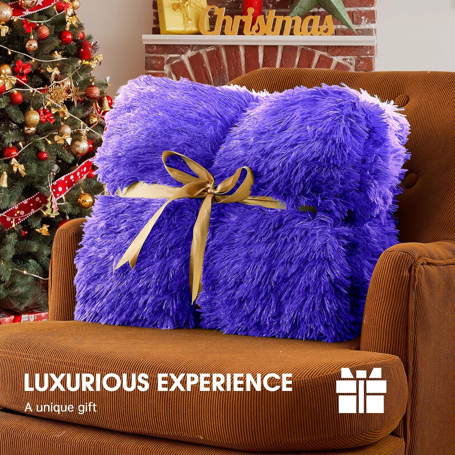Heated Electric Blanket Twin,Warm Winter Birthday Gifts for Women Her Grandma–Faux Fur with Soft Sherpa,10 Heat Settings,5 Time Settings with Fast Heating, 62x84, Sunset Purple