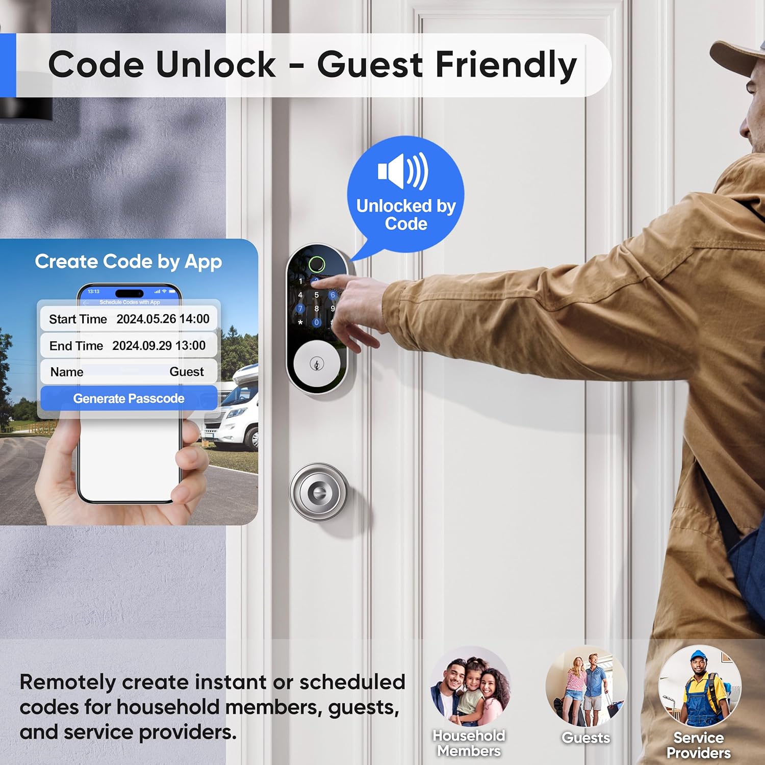 Bluetooth Fingerprint Smart Deadbolt Lock with Keypad – Fits Most US Doors, DIY Install, Keyless Entry: Code, FOB, Auto-Lock. Ideal for Home, Airbnb & Rental, Kids & Seniors. Alexa & Google Compatible