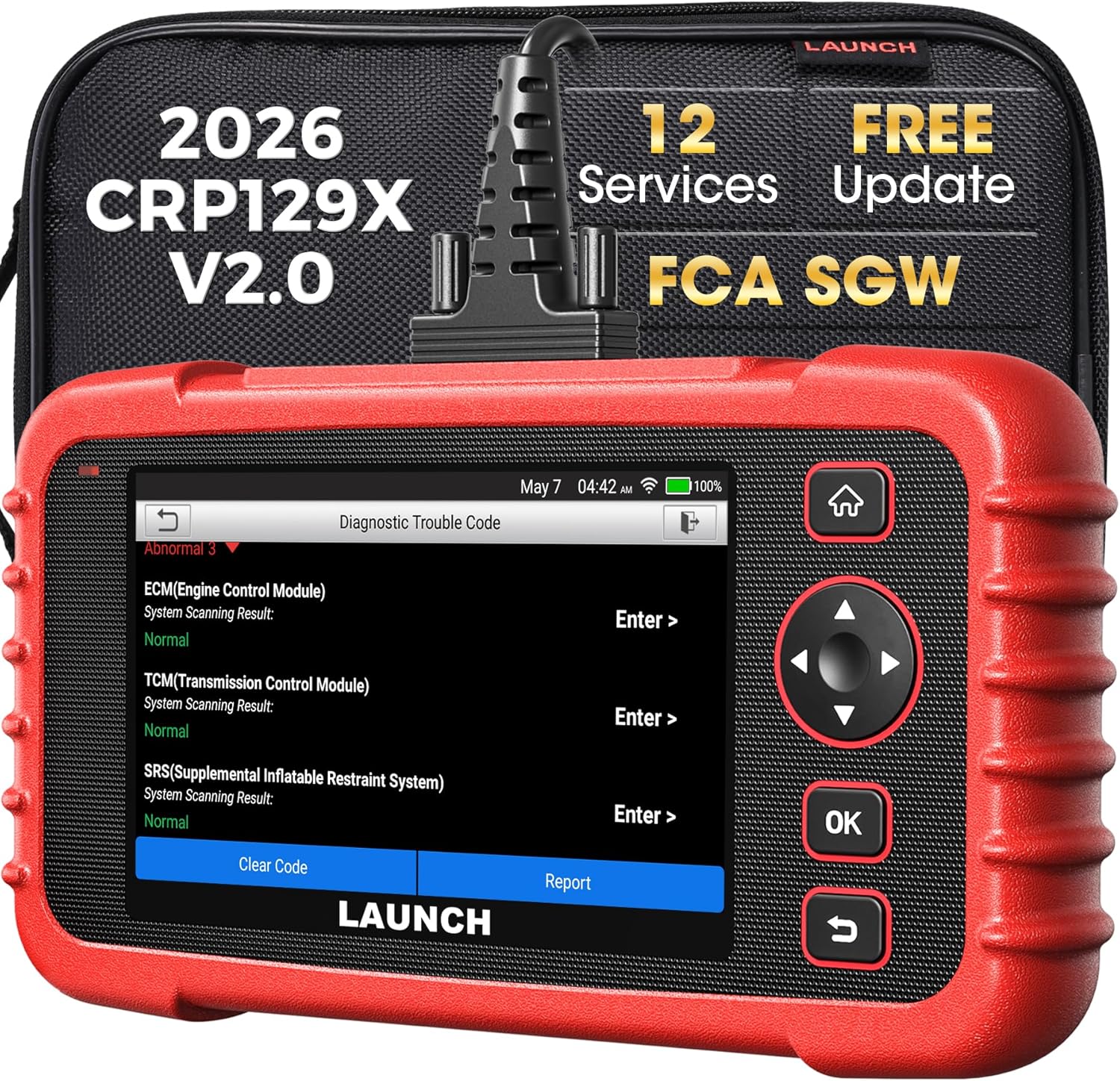 OBD2 Scanner LAUNCH CRP129X V2.0 Elite Scan Tool, Upgrade of CRP123X, 12 Reset Services, ABS/SRS/Transmission/ Check Engine Car Code Reader, Lifetime Free Update, FCA AutoAuth & Auto VIN, Battery Test