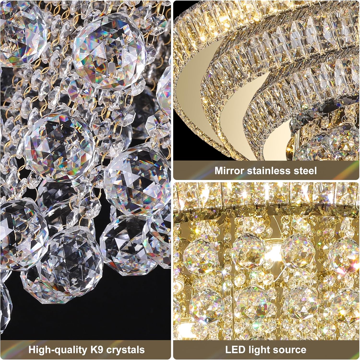 40" LED Crystal Raindrop Ceiling Light,Rose Gold, Large Elegant Semi Flush Mount Chandelier Light Fixture with Remote Control for Living Room Kitchen Bedroom Hallway Entryway Foyer(Dimmable)