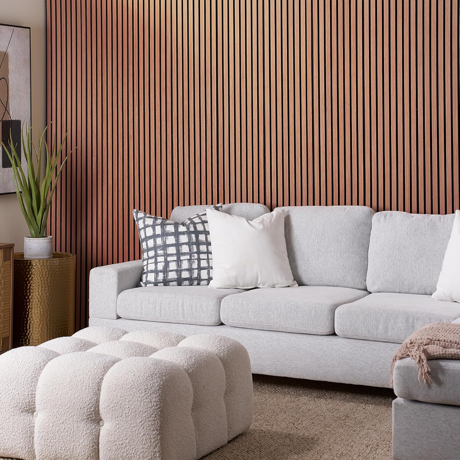Wood Panels for Wall - Oak Acoustic Wall Panels - 4PK Wall Wood Panels - 94.49” x 12 - Soundproof Wall Panels for Decor - Acoustic Slat Wood Wall Panels for Interior Decoration of Walls (Oak Cherry)