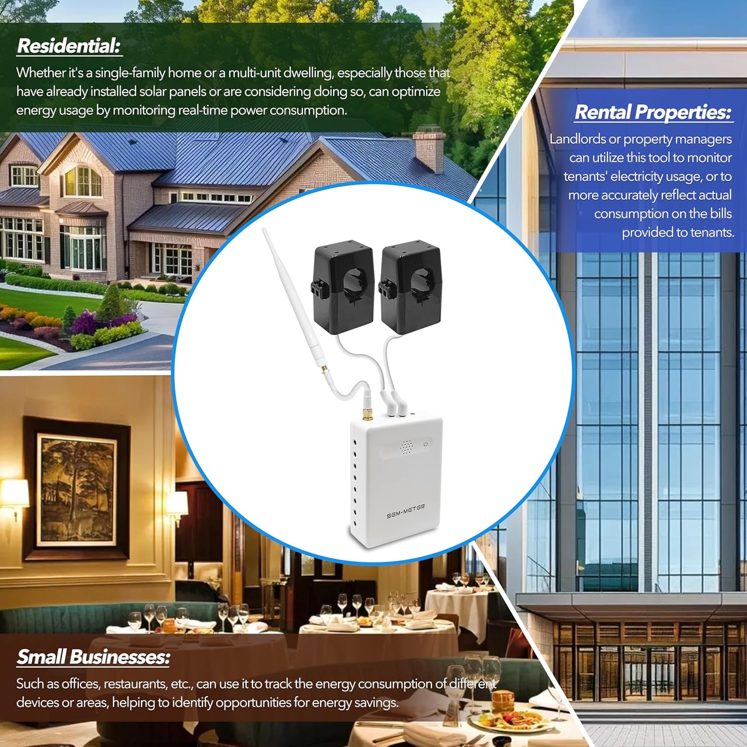 Smart Home Energy Monitor, Measure Power Usage in Real-Time, History with App (2 200A Circuit Level Sensors) - Compatible with Home Assistant