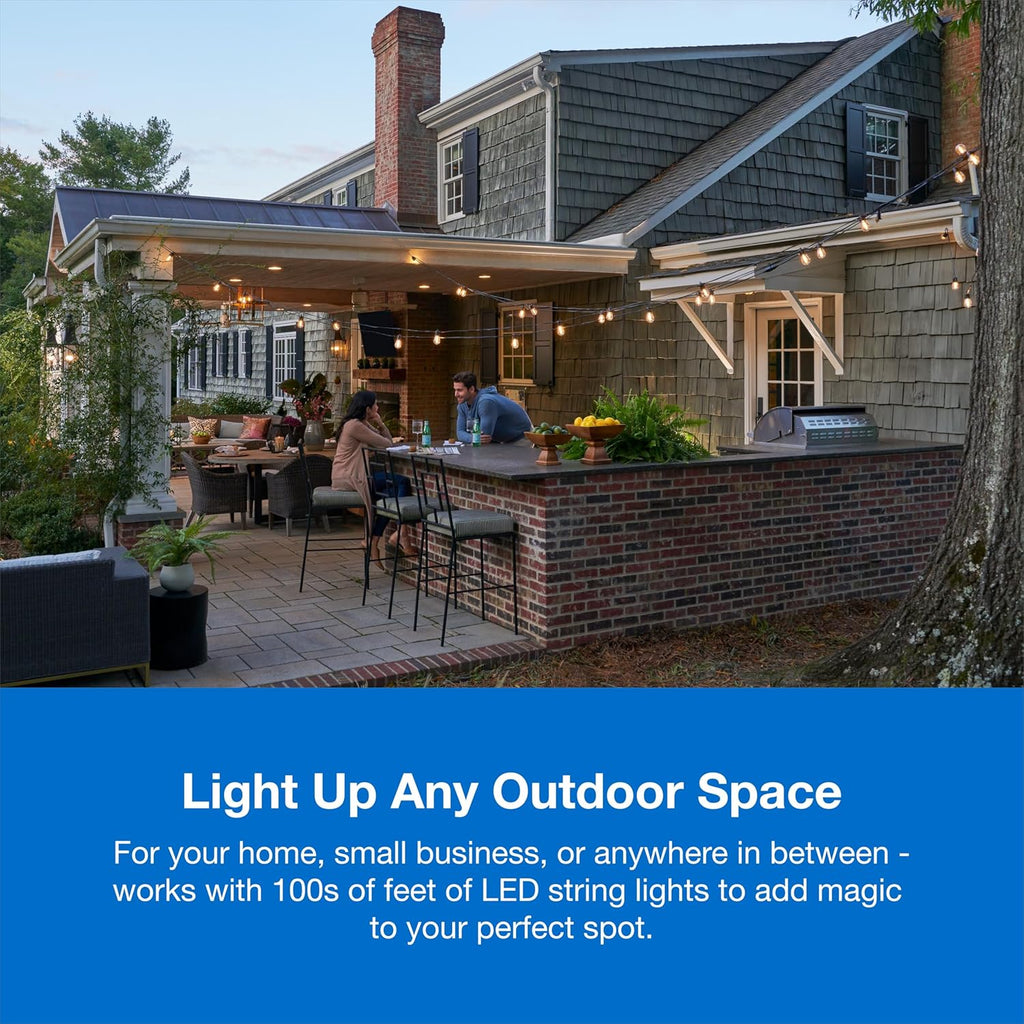 Lutron Smart Outdoor Plug for Caseta Smart Lighting, for Summer, Patio, Backyard, and Outdoor Lights, & Motors, 15A LED Fixtures & 1/2 HP Motors, PD-15OUT-BL, Black