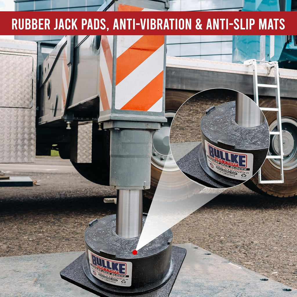 RV Leveling Jack Flex Pads 12" Heavy-Duty Rubber Jack Pads, Non-Slip & Shock-Absorbing Stabilizer Mats for Camper, Trailer Jacks & Stands, Prevent Sinking & Sliding on Uneven Surfaces (12" (2-Pack))