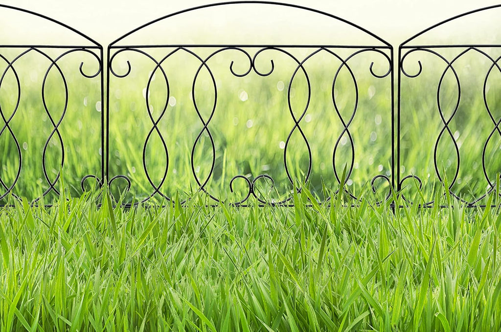 Decorative Fence 24in x 12ft 6 Piece Metal Garden Fence Extra Thick Wire Outdoor Patio Rustproof Fencing Animal Barrier