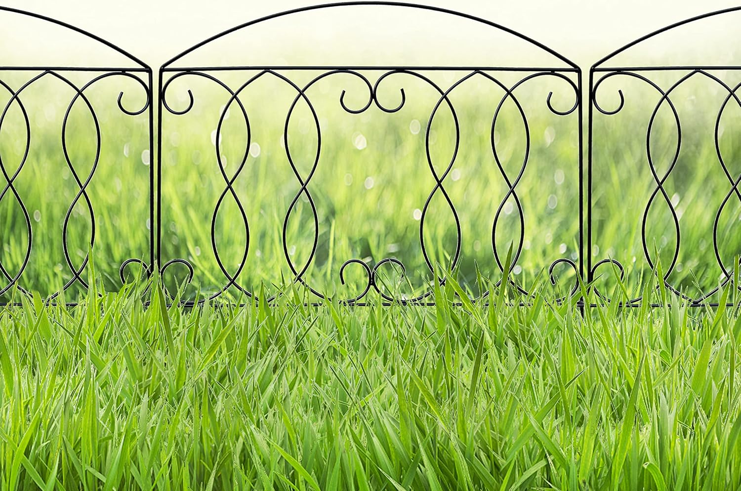 Decorative Fence 24in x 12ft 6 Piece Metal Garden Fence Extra Thick Wire Outdoor Patio Rustproof Fencing Animal Barrier