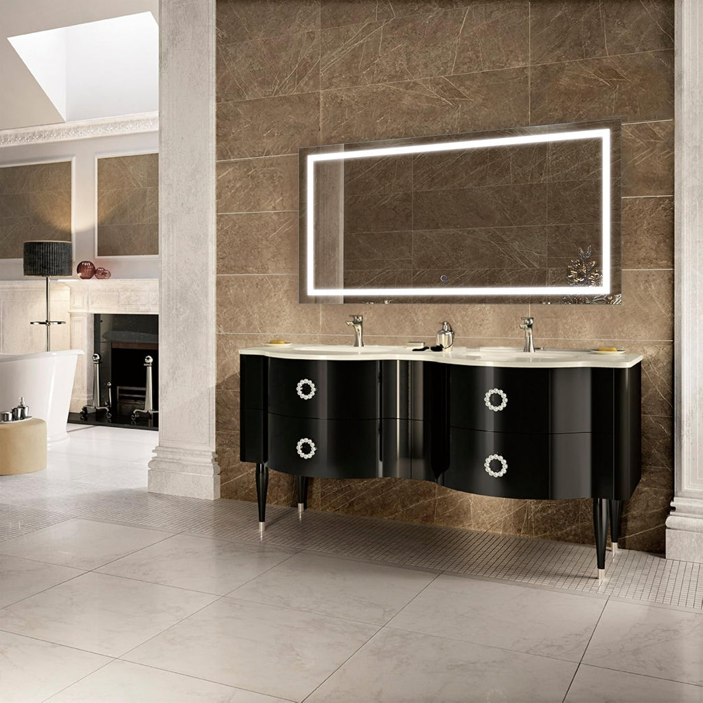 Krugg | Large 54 Inch X 24 Inch LED Bathroom Mirror | Lighted Vanity Mirror Includes Dimmer & Defogger | Wall Mount Vertical or Horizontal Installation