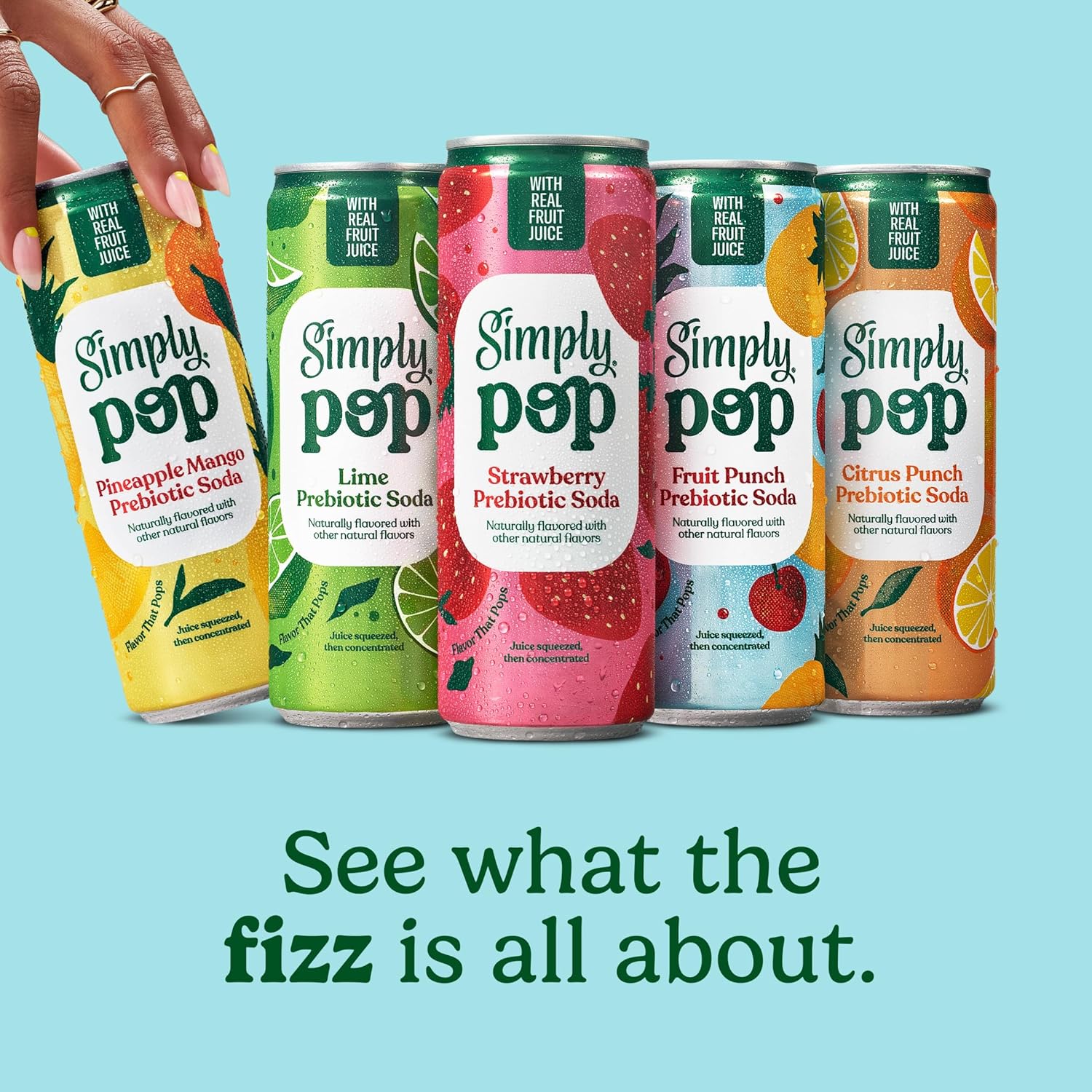 Simply POP Prebiotic Soda Pineapple Mango Cans, 12 fl oz, 12 Pack