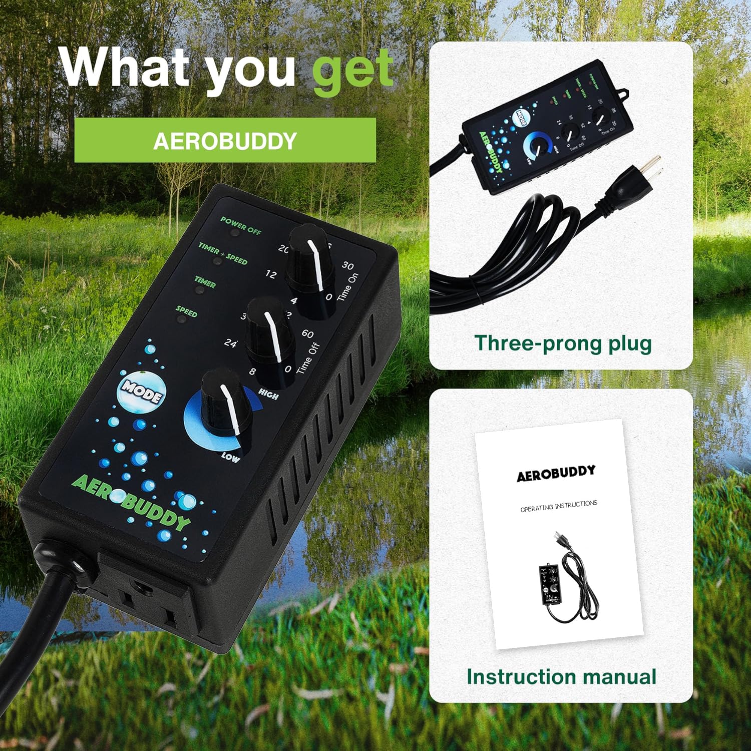 AEROBUDDY Variable Speed Controller + Interval Timer - Speed Controller for Electric Motor Water Pump 110V, 30-60min On/Off Timer Power Controllers, Variable Motor Controllers for Mixing and Aerating