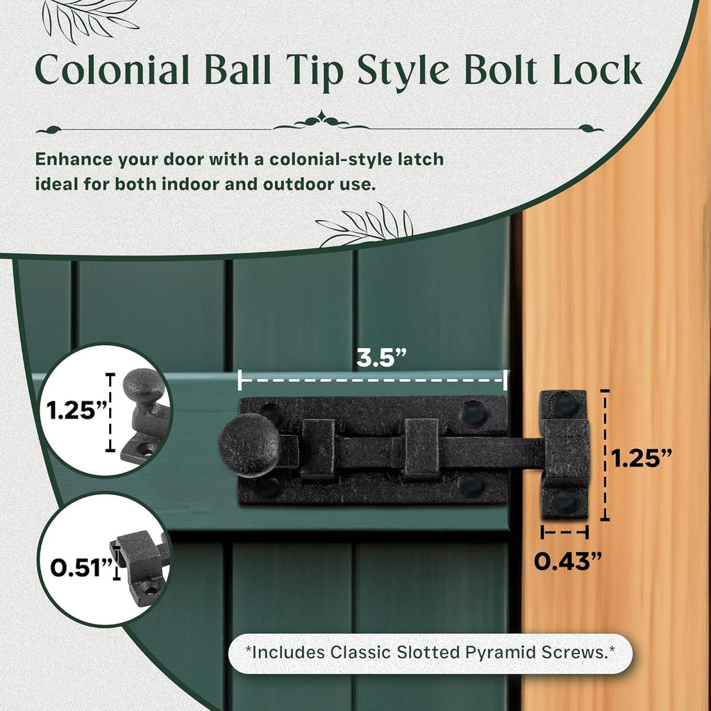 Renovators Supply Manufacturing Wrought Iron Slide Bolt - 3.5" Wide - Black - Rust Resistant Finish Pack of 3