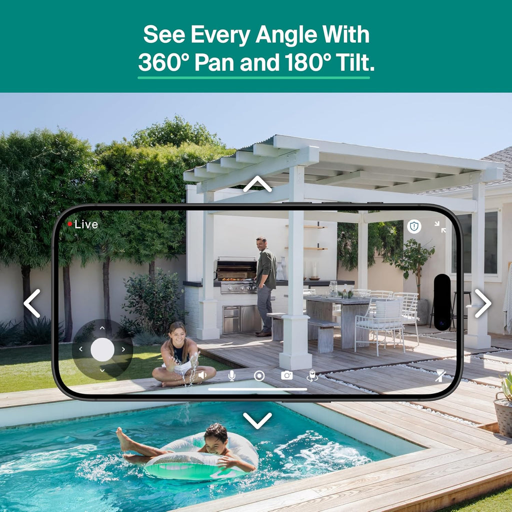 Arlo Essential Pan Tilt Security Camera 2K - Wired Plug-in Power Outdoor Camera, Person Recognition, Package Detection, Animated Preview, 1-Month Trial of Secure Plan, Auto Motion Tracking, 1 Cam