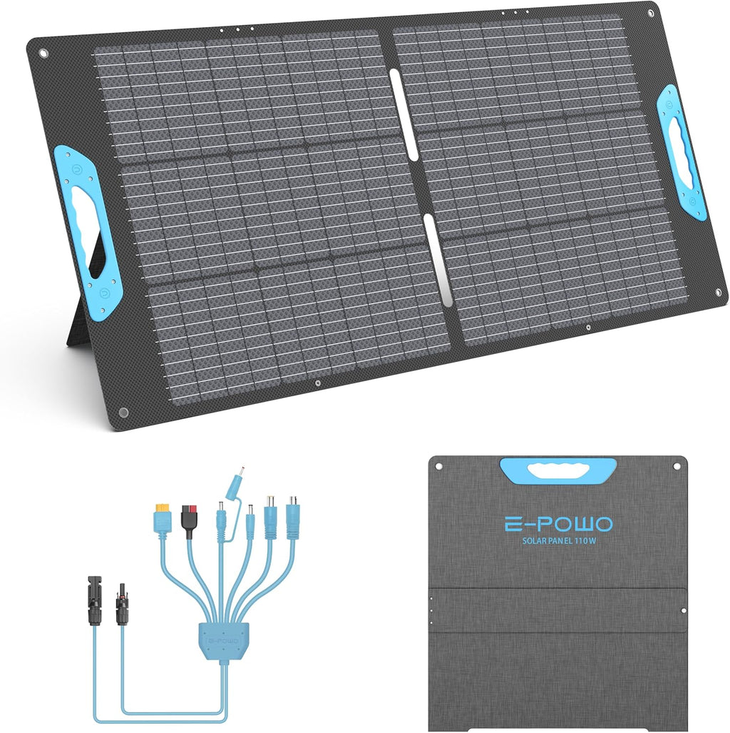 110W Portable Solar Panel for Power Station, 23.5% High Efficiency ETFE Foldable Solar Panels Charger, QC3.0 USB-A &Type-C Output, IP67 Waterproof for RV, Outdoor Camping, Off Grid Blackouts