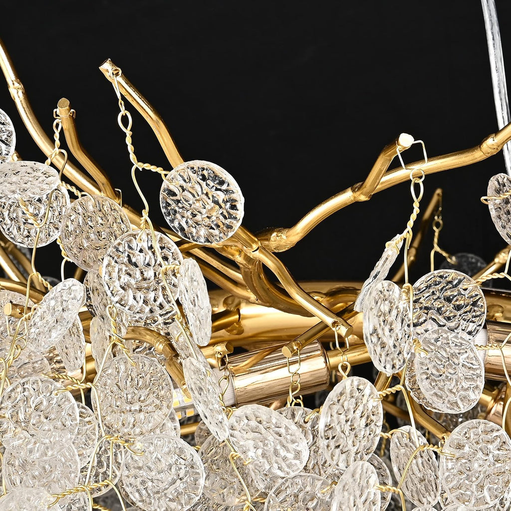 Modern Tree Branch Chandelier, 47.24 inch Money Tree Branch Gold Crystal Chandeliers, Rectangular Ceiling Pendant Lighting Fixtures for Dining Room, Bedroom, Living Room