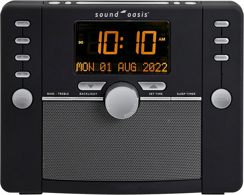Sound Oasis Deluxe Bluetooth Sleep Tinnitus Sound Machine, World’s Best White Noise Machine for Better Sleep, Tinnitus Management, Clock Radio 288 Sounds