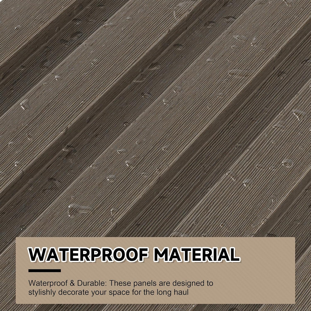 WPC Slat Wall Paneling, 8-Pack 3D WPC Wood Wall Panels, Acoustic Wall Panels for Interior Wall Decor, Living Room, Bedroom, Grayish Brown, 95 x 6 in
