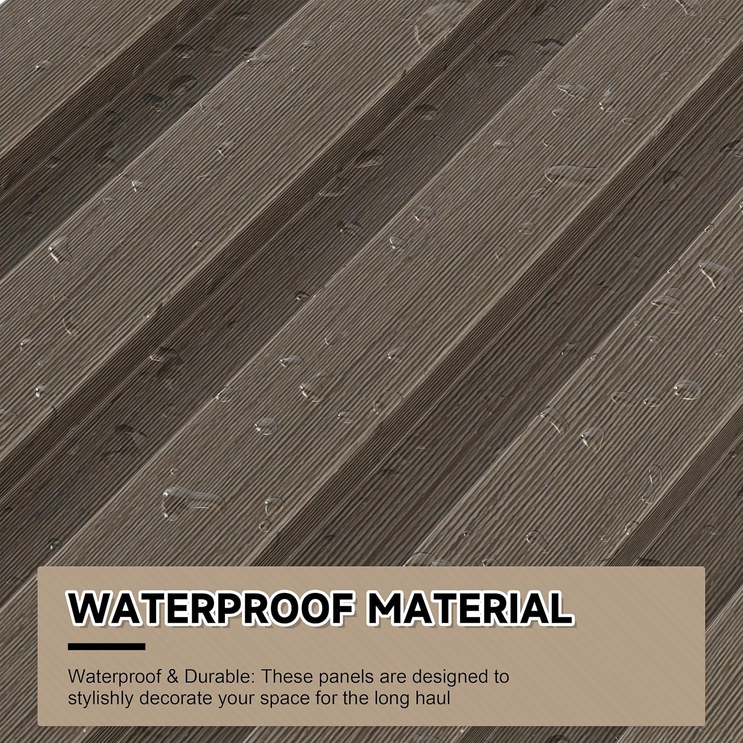 WPC Slat Wall Paneling, 8-Pack 3D WPC Wood Wall Panels, Acoustic Wall Panels for Interior Wall Decor, Living Room, Bedroom, Grayish Brown, 95 x 6 in