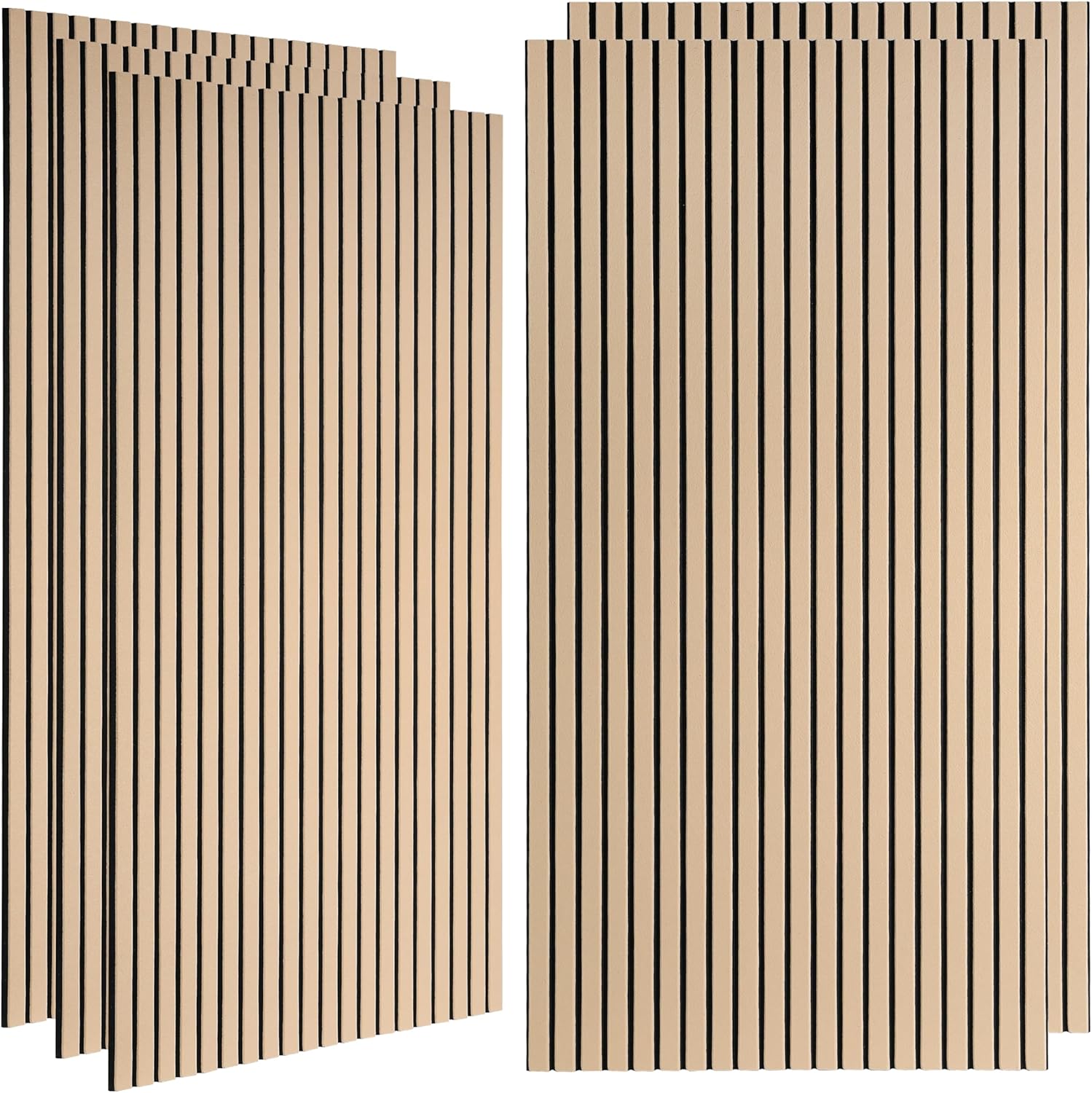 5 Pack Large Acoustic Wall Panels 47.2 x 23.6 x 0.4 Inch Sound Proof Sound Absorbing Polyester Fiber Panels Self-Adhesive Decorative Acoustic Panels for Home Studio, Office, Recording