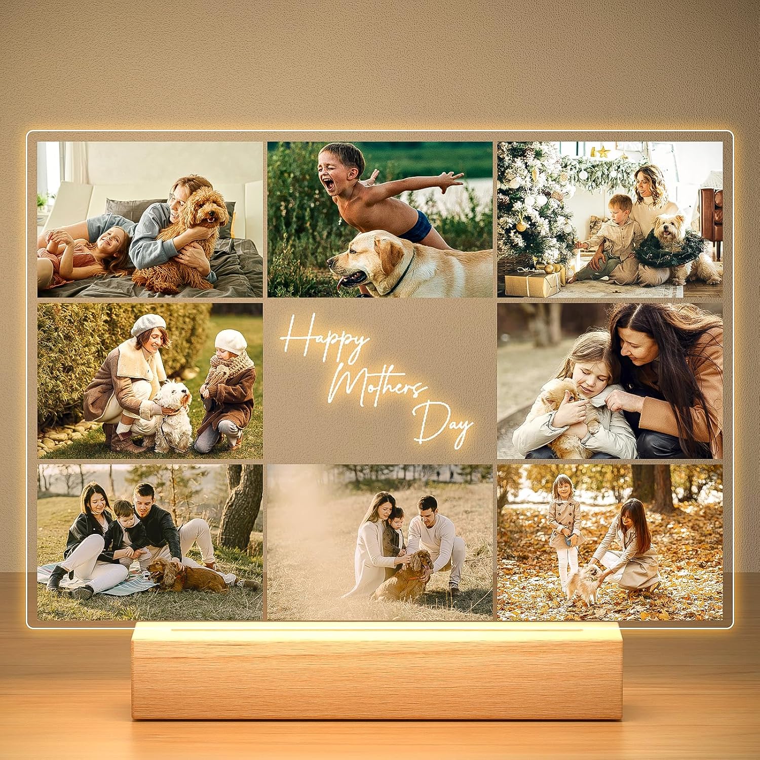 Custom Picture Frame with Photo, Personalized Photo Frame with Night Light, Customized Picture Frames, Personalized Valentines Day Gifts for Mom, Baby, Kid, Family