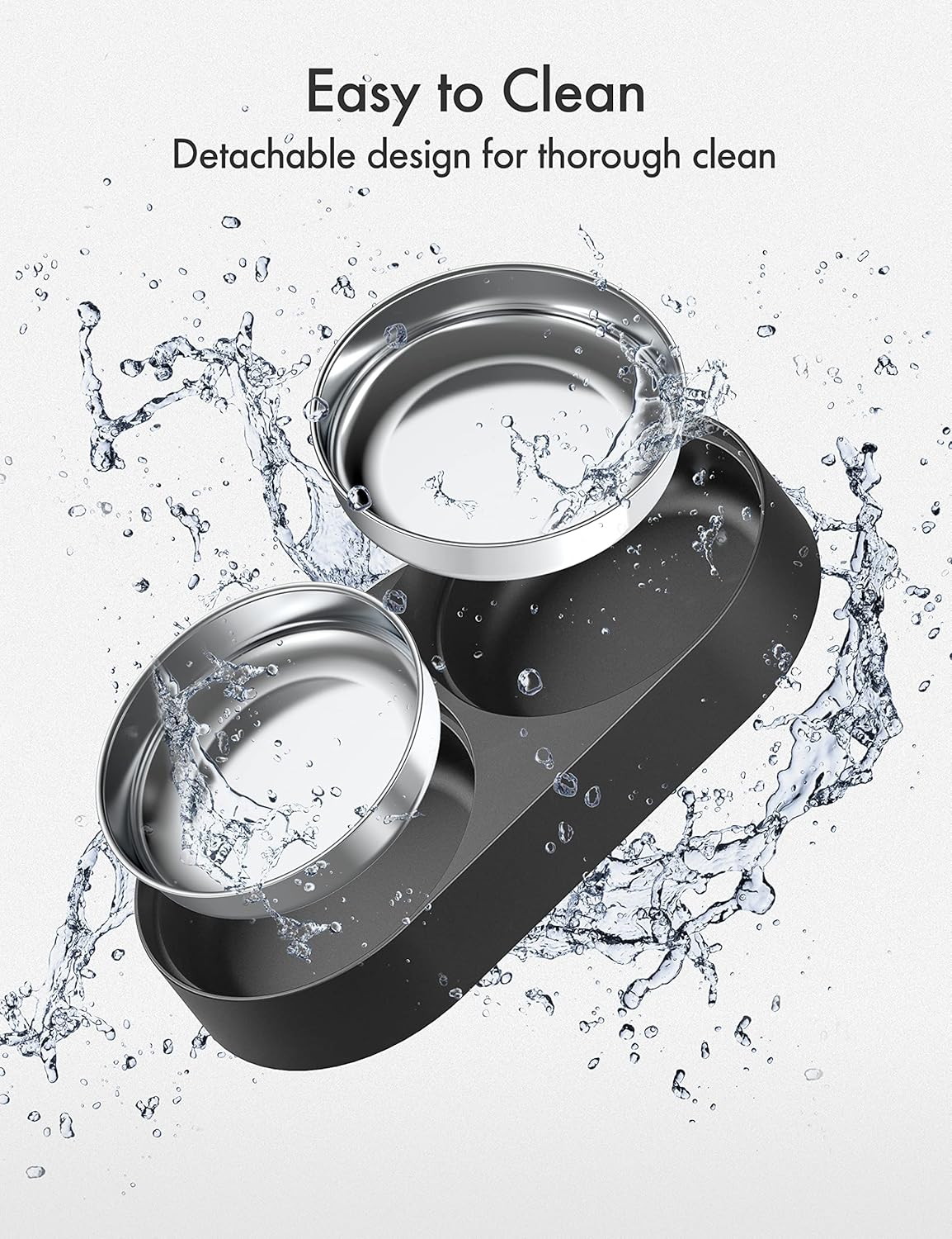 PETLIBRO Pet Food Splitter with Stainless Steel Bowls, Automatic Cat Feeder Bowls for Two Cats or Dogs, Suitable for PETLIBRO Automatic Cat Feeder PLAF005, PLAF006, PLAF103, PLAF203 Black